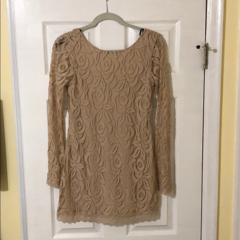Nude Lace Dress—NWT—Long Sleeve
